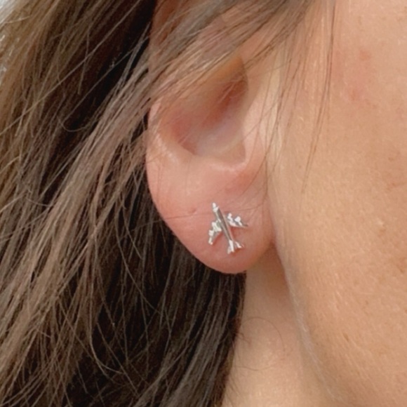 Sterling Silver Airplane Stud Earrings - Picture 3 of 8